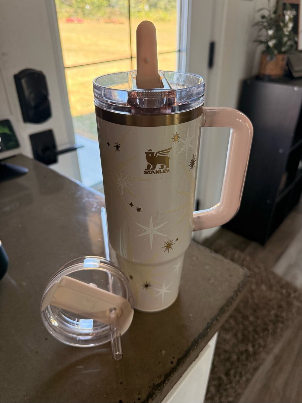 Stanley Cream Star Stainless Steel Travel Mug with Handle